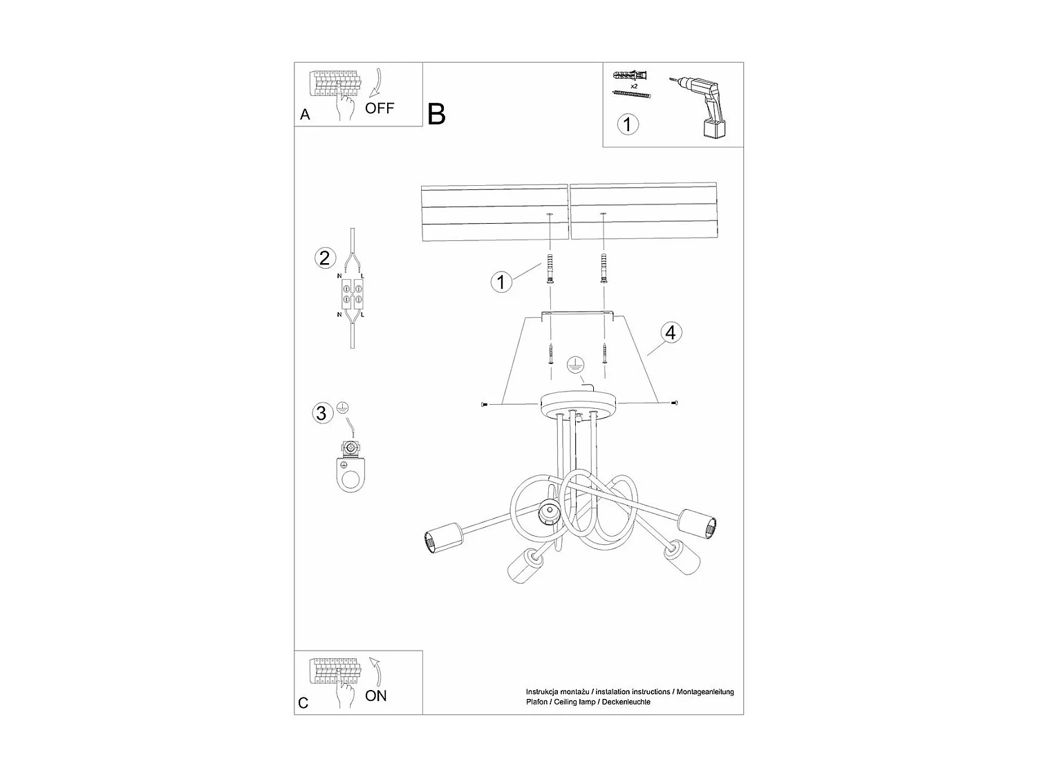 Lustre Oktobot 5 noir