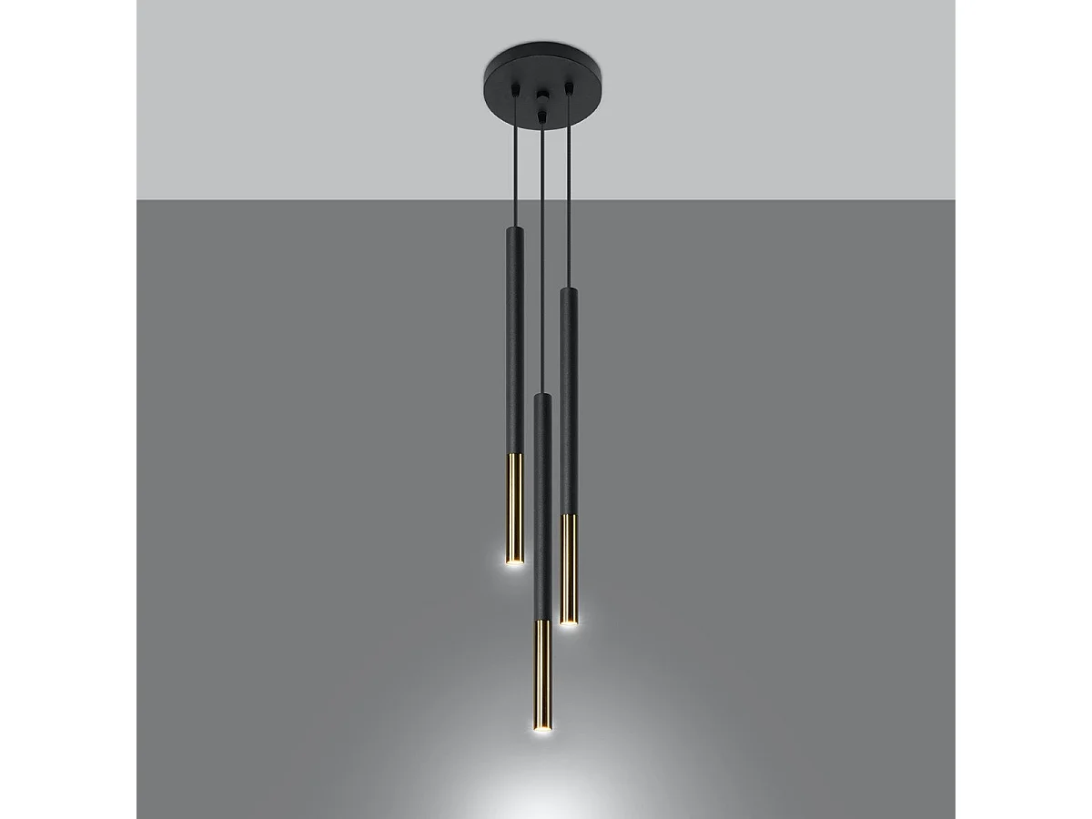 Lampe suspendue Mizar 3P noir-doré