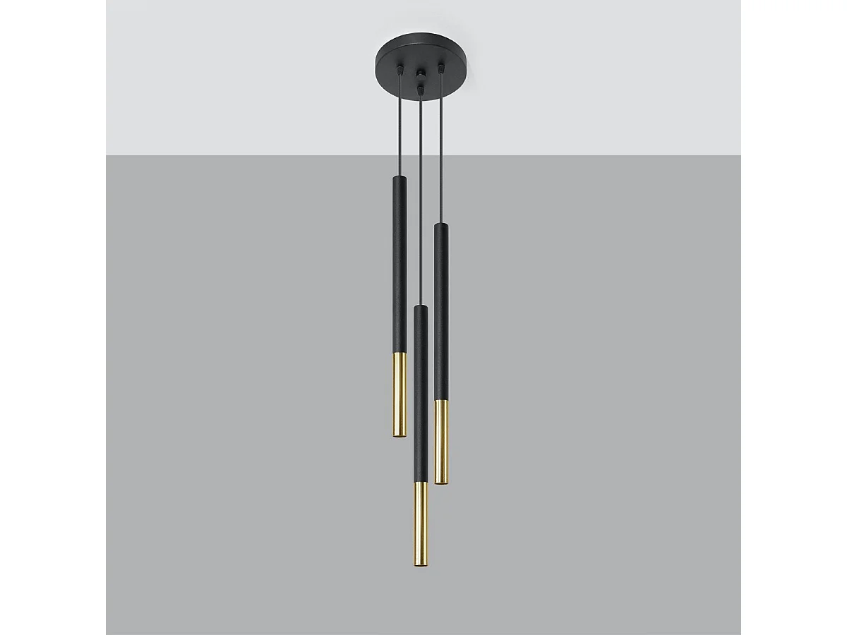 Lampe suspendue Mizar 3P noir-doré