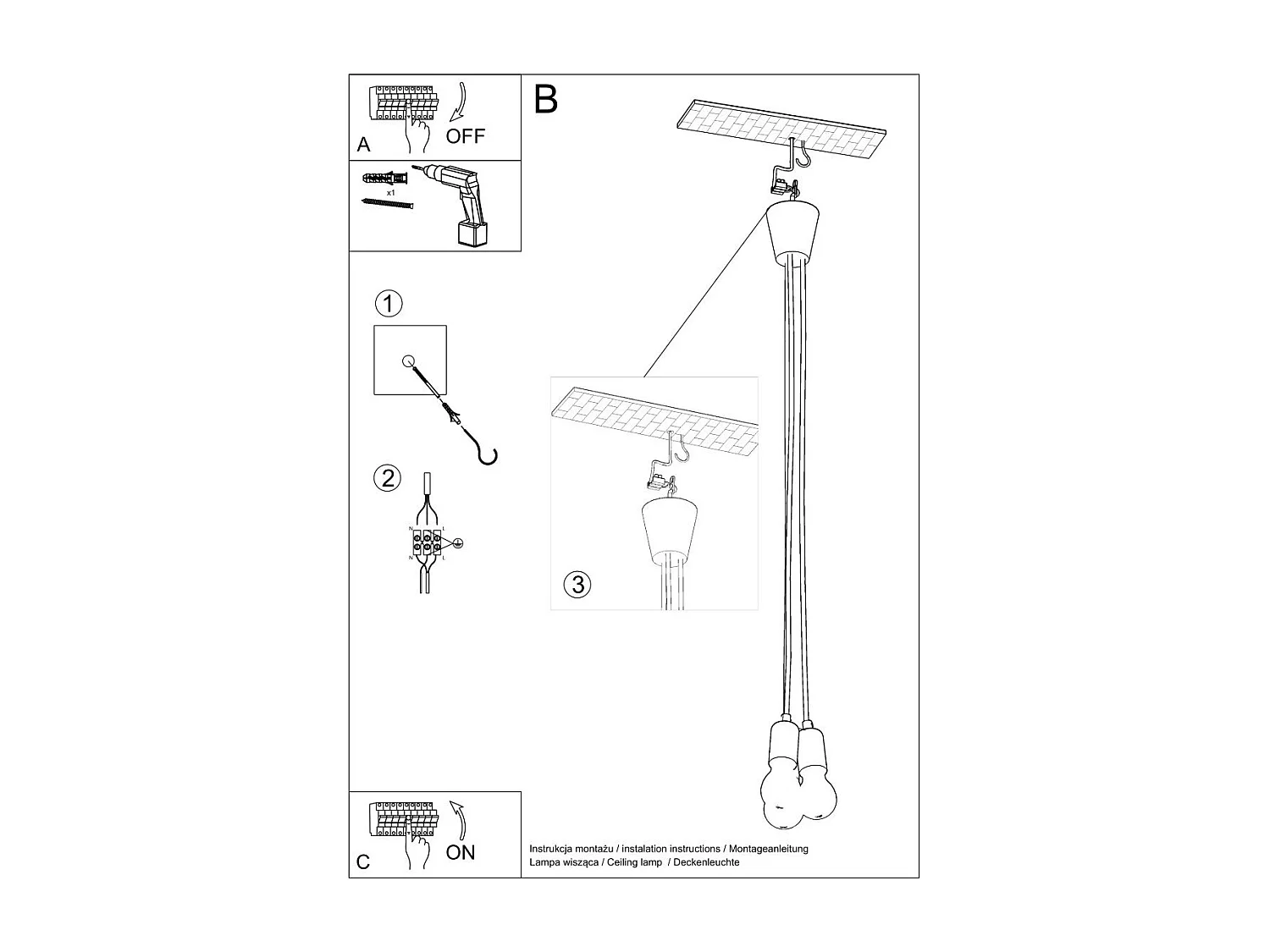 Lampe pendante Dione 3 verte