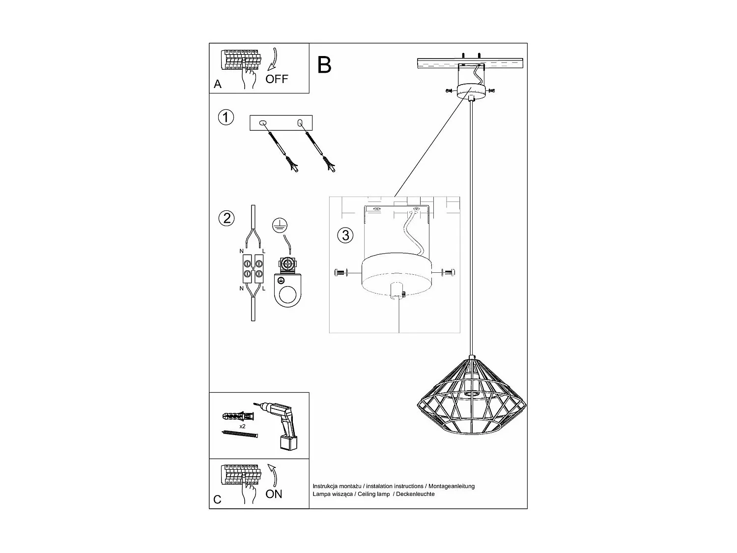 Lampe pendante Luxor noir