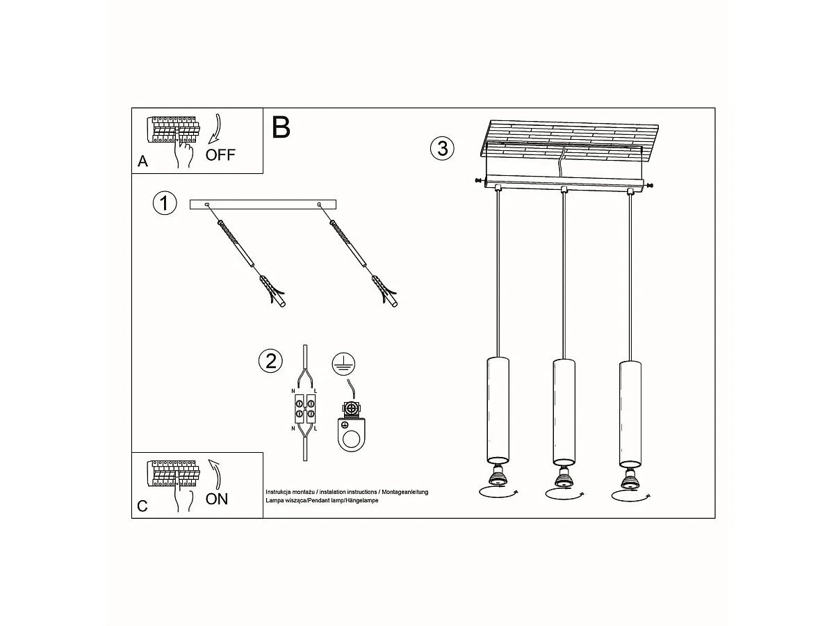 Lampe suspendue Lyric 3 bois
