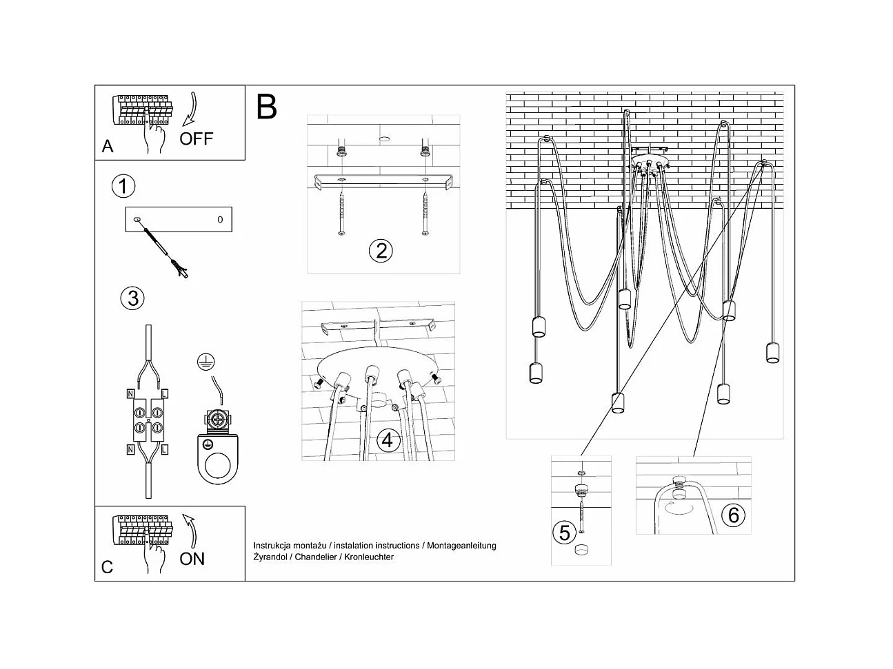 Lustre Electra 7 noir
