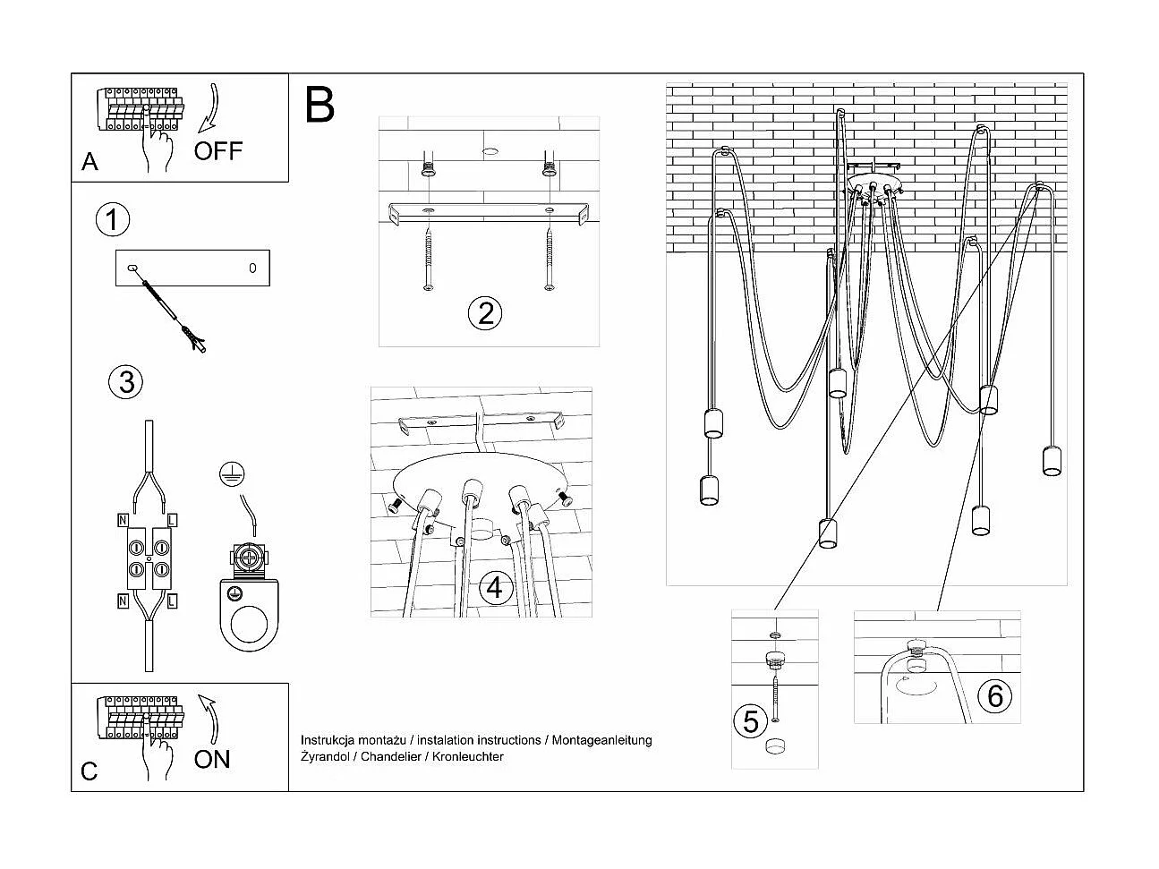 Lustre Electra 7 noir