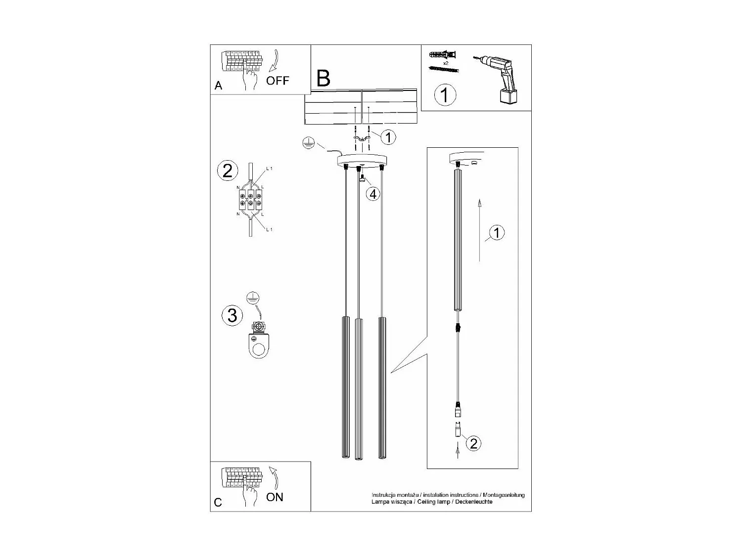 Lampe suspendue Astralis 3P noir