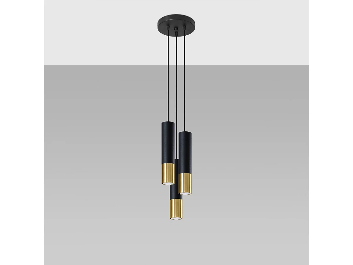 Lampe suspendue Luminous 3P noir-doré