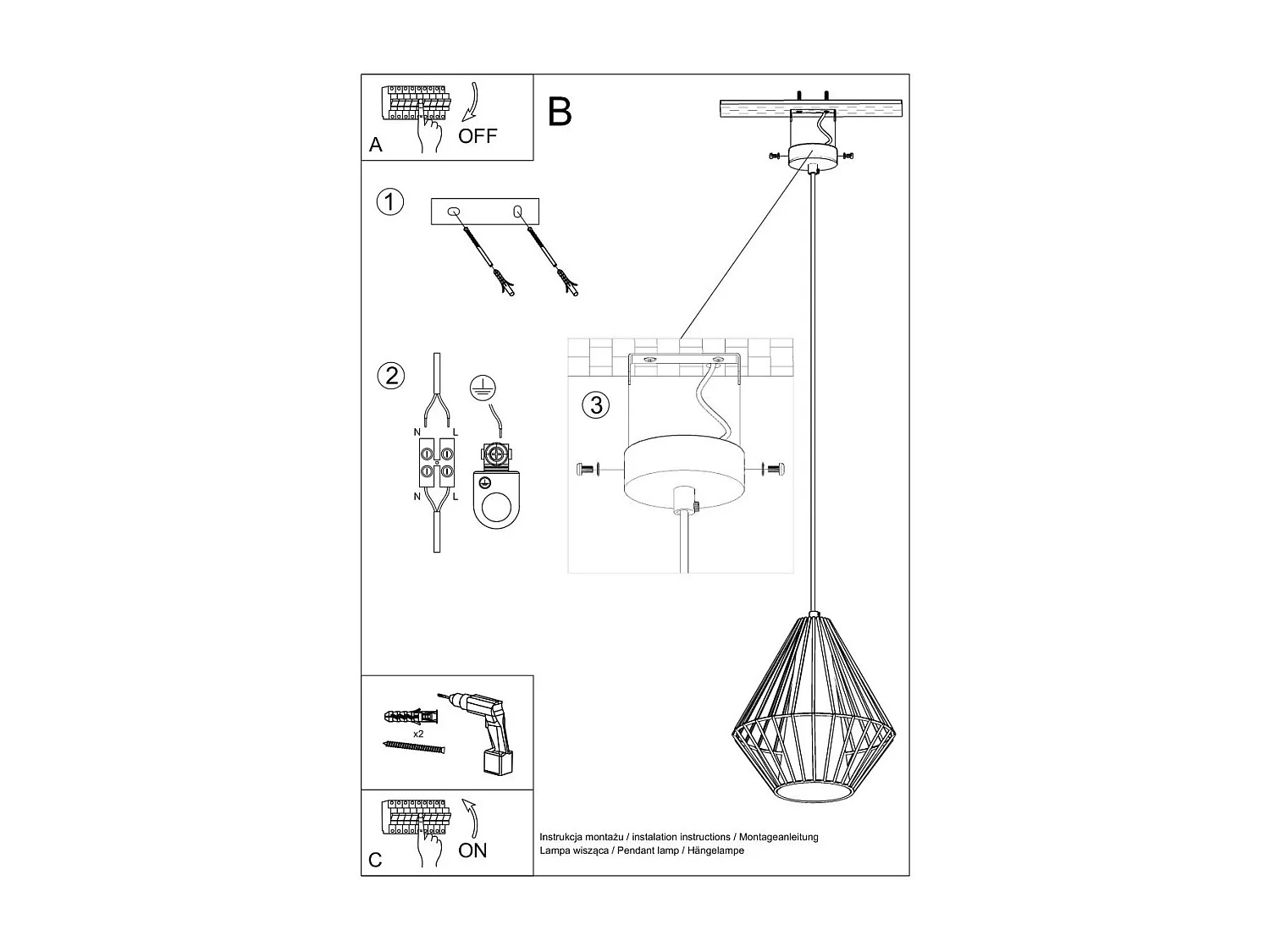 Lampe suspendue Deneb noir