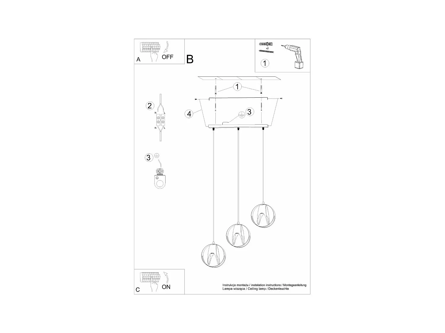 Lampe pendante Alden 3L blanc