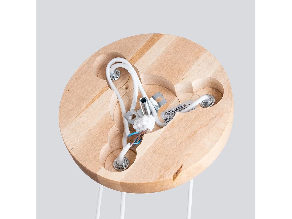 Lampe suspendue Pegasus 3P blanc-bois naturel