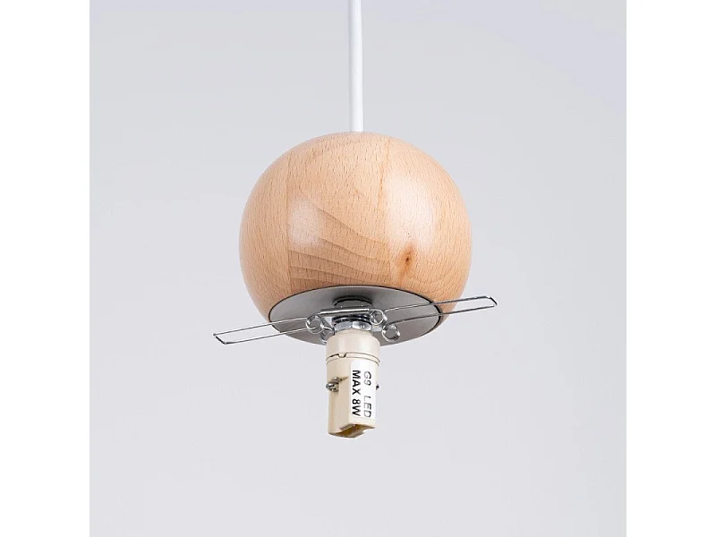 Lampe suspendue Pegasus 3P blanc-bois naturel