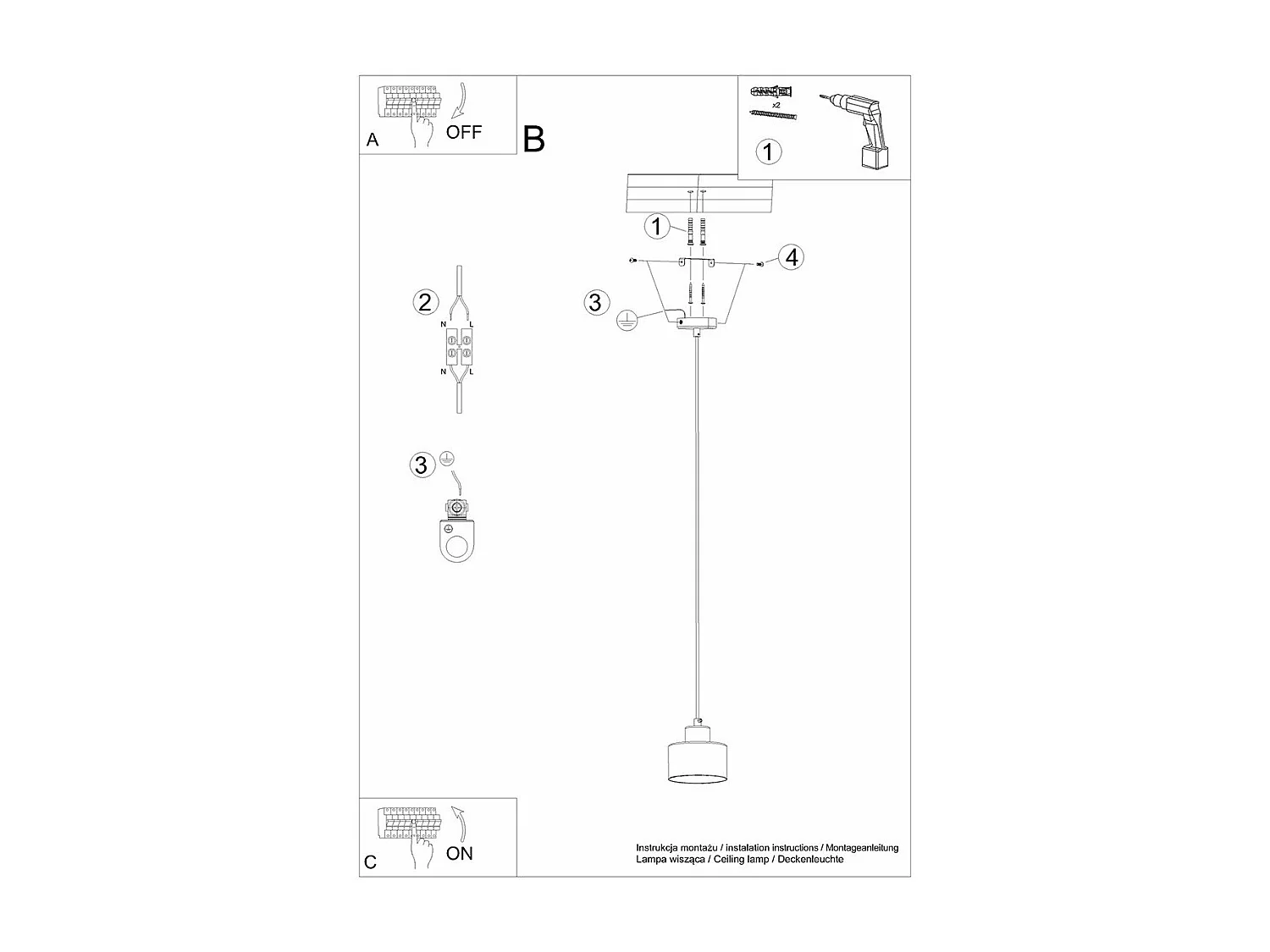 Lampe suspendue Savitar 1 noir
