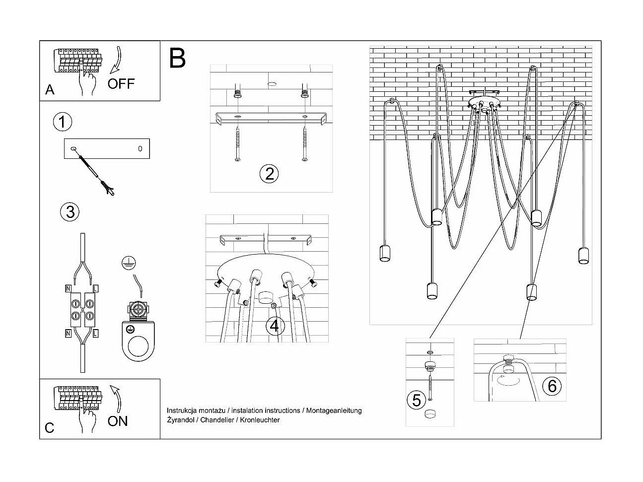 Lustre Electra 5 noir