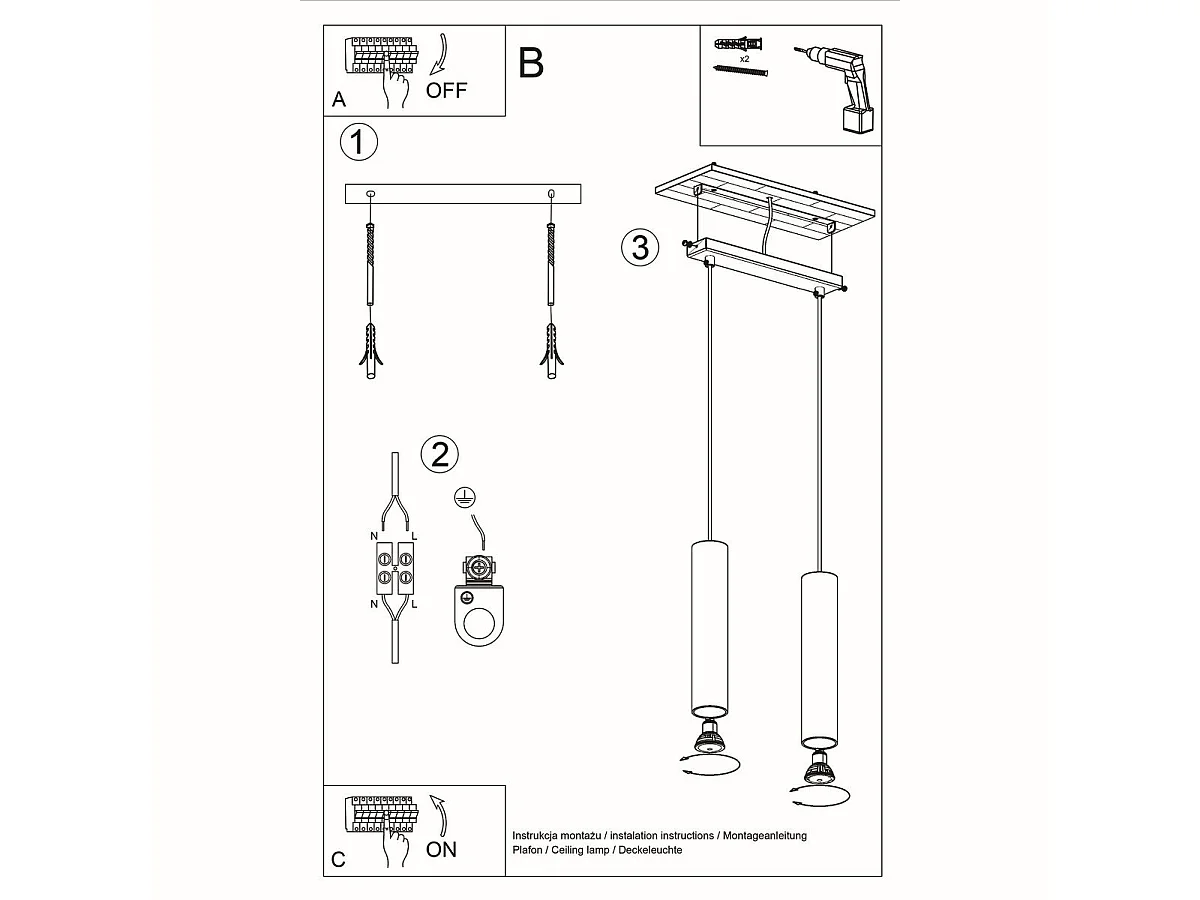 Lampe suspendue Luminis 2 blanc