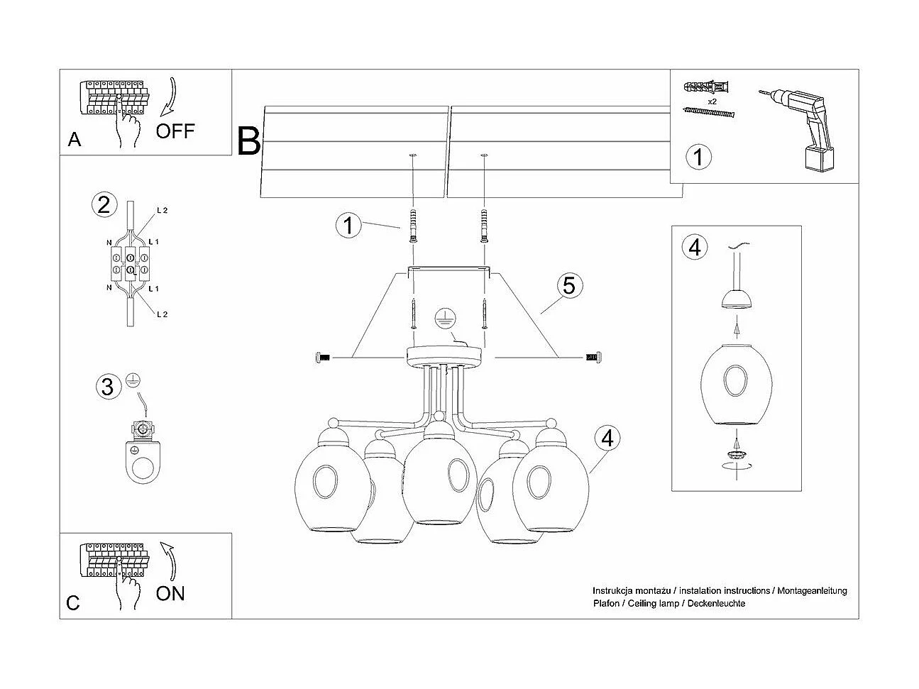 Lustre Filament 5 noir