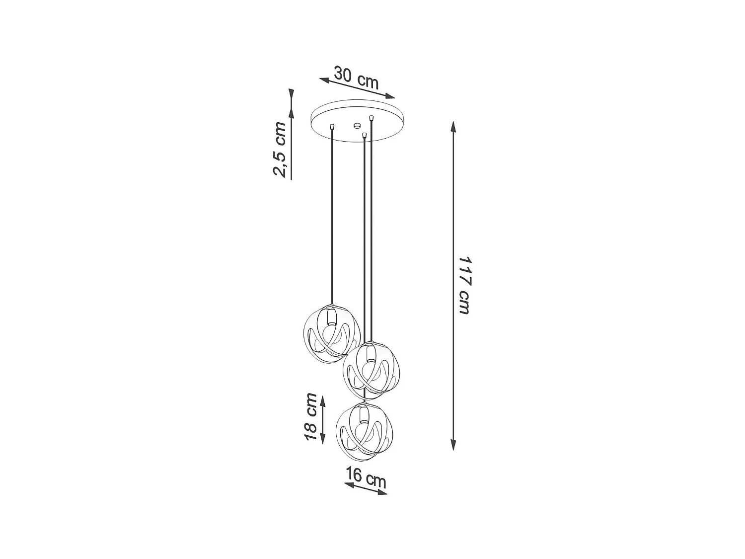 Lampe pendante Alden 3P noir