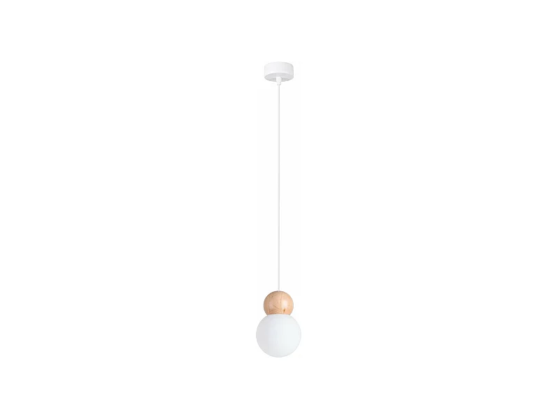 Lampe suspendue Pegasus 1 blanc-bois naturel