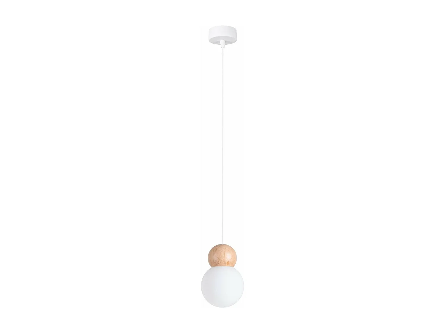 Lampe suspendue Pegasus 1 blanc-bois naturel