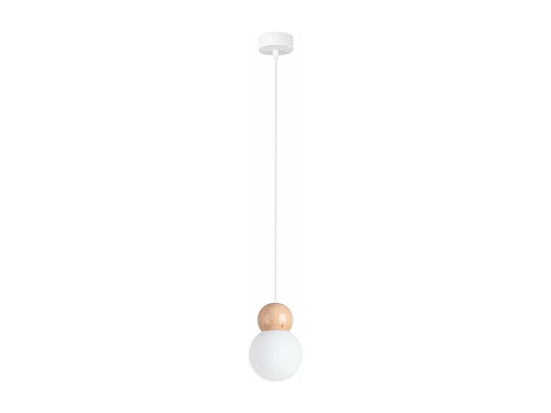 Lampe suspendue Pegasus 1 blanc-bois naturel