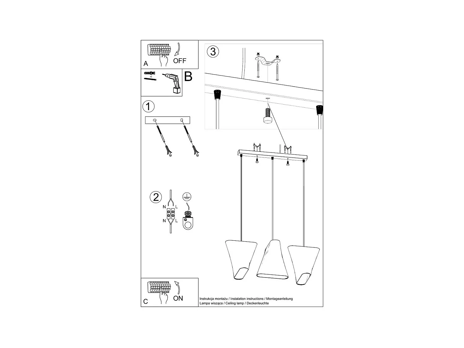 Lustre BlueMoon 3 blanc