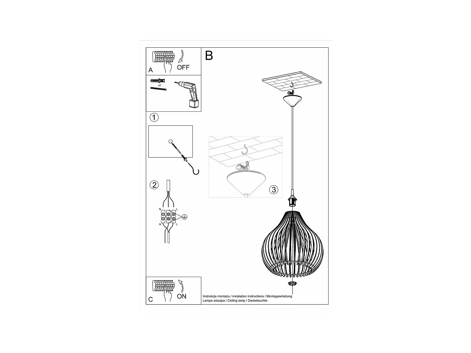 Lampe suspendue Aphelion bois