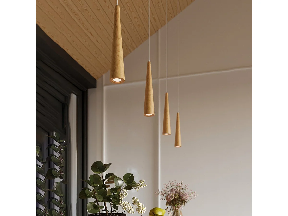 Lampe suspendue Lucia 1 en bois naturel