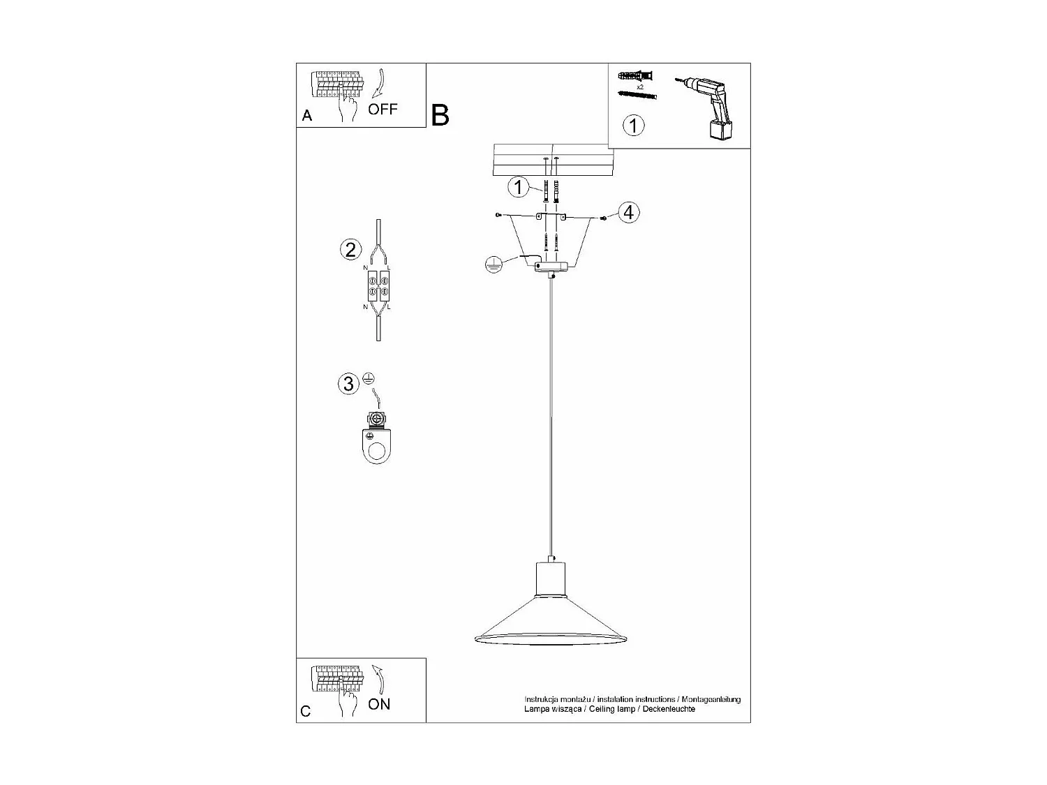 Lampe suspendue Juno noir