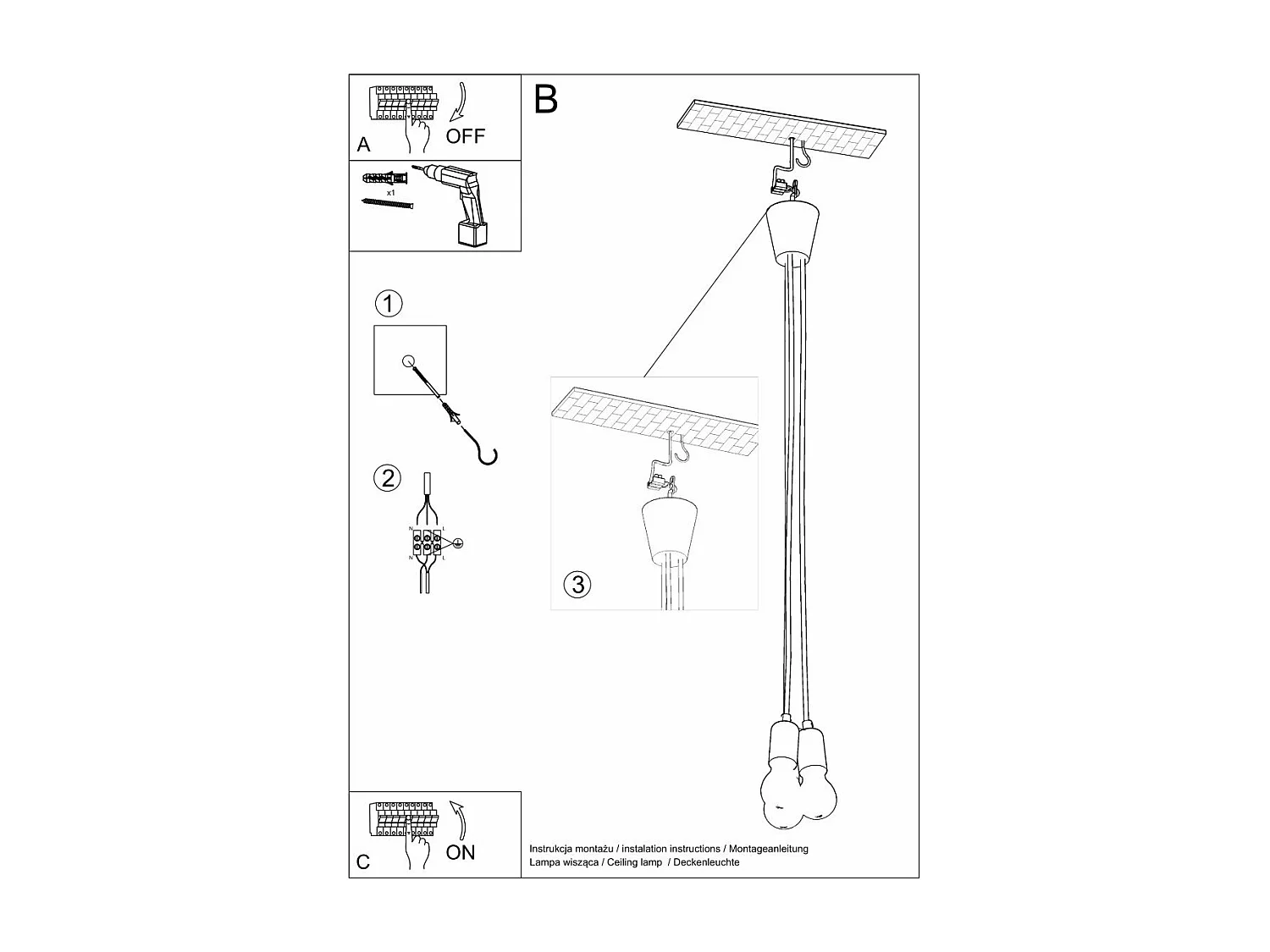 Lampe pendante Dione 3 jaune