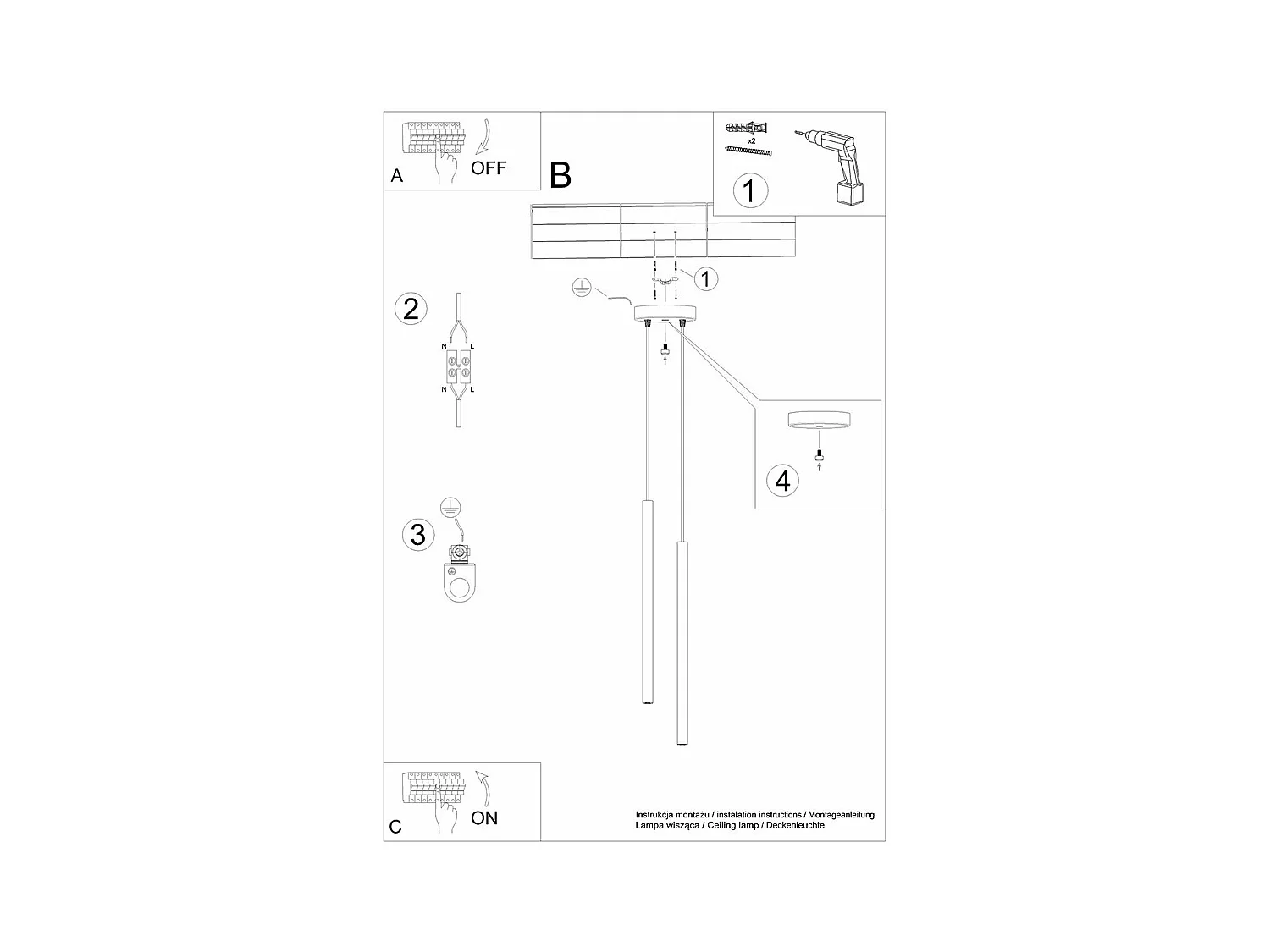 Lampe suspendue Novastel 2 noir
