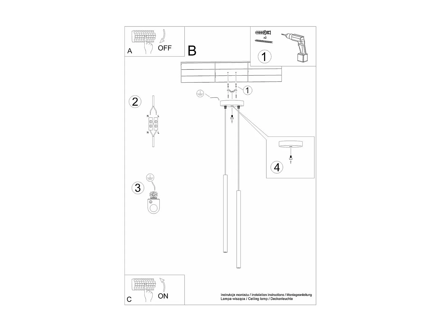 Lampe suspendue Novastel 2 noir