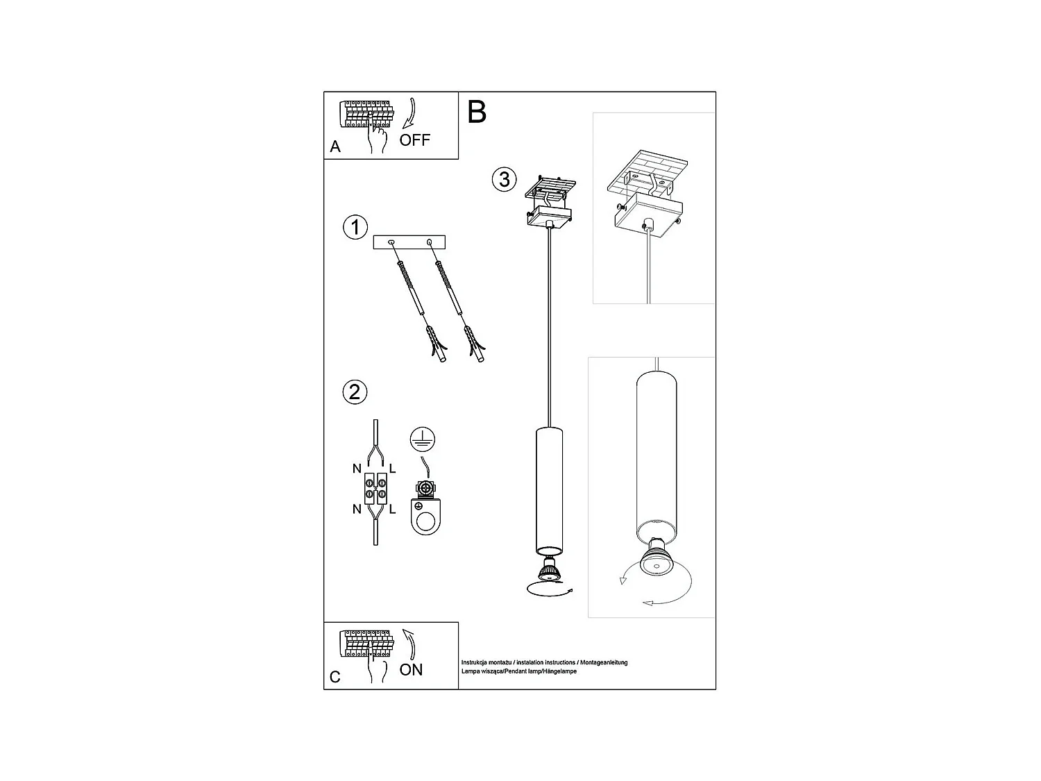 Lampe suspendue Luminis 1 or poli
