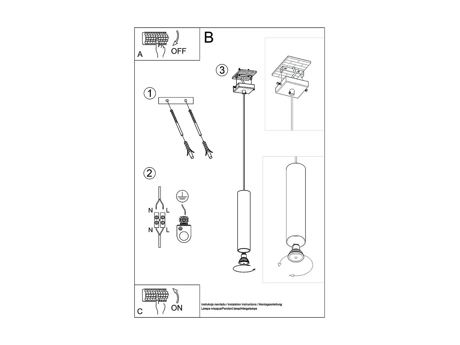 Lampe suspendue Luminis 1 or poli