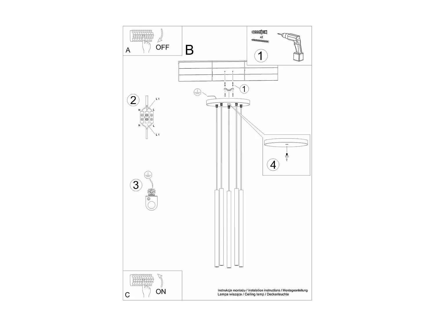 Lampe pendante Novastel 5P or