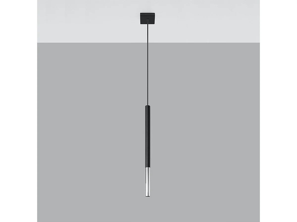 Lampe suspendue Mizar 1 noir-chrome