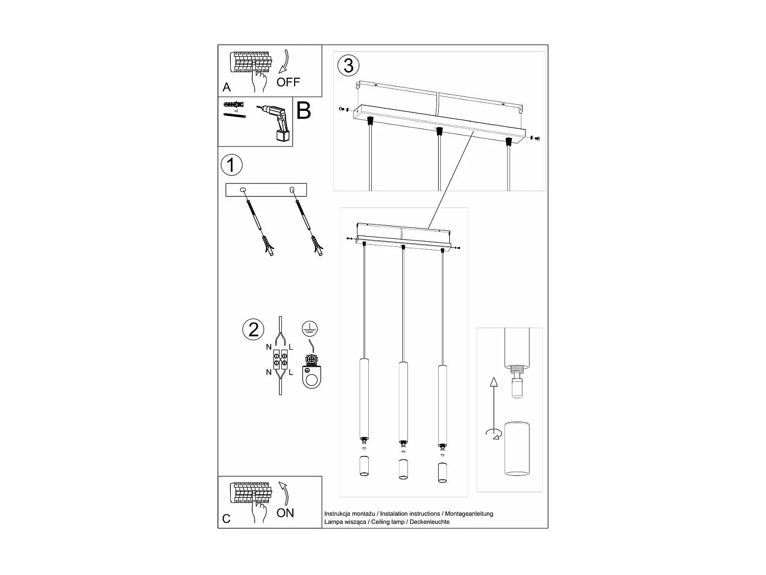 Lampe suspendue Ziva 3 blanc