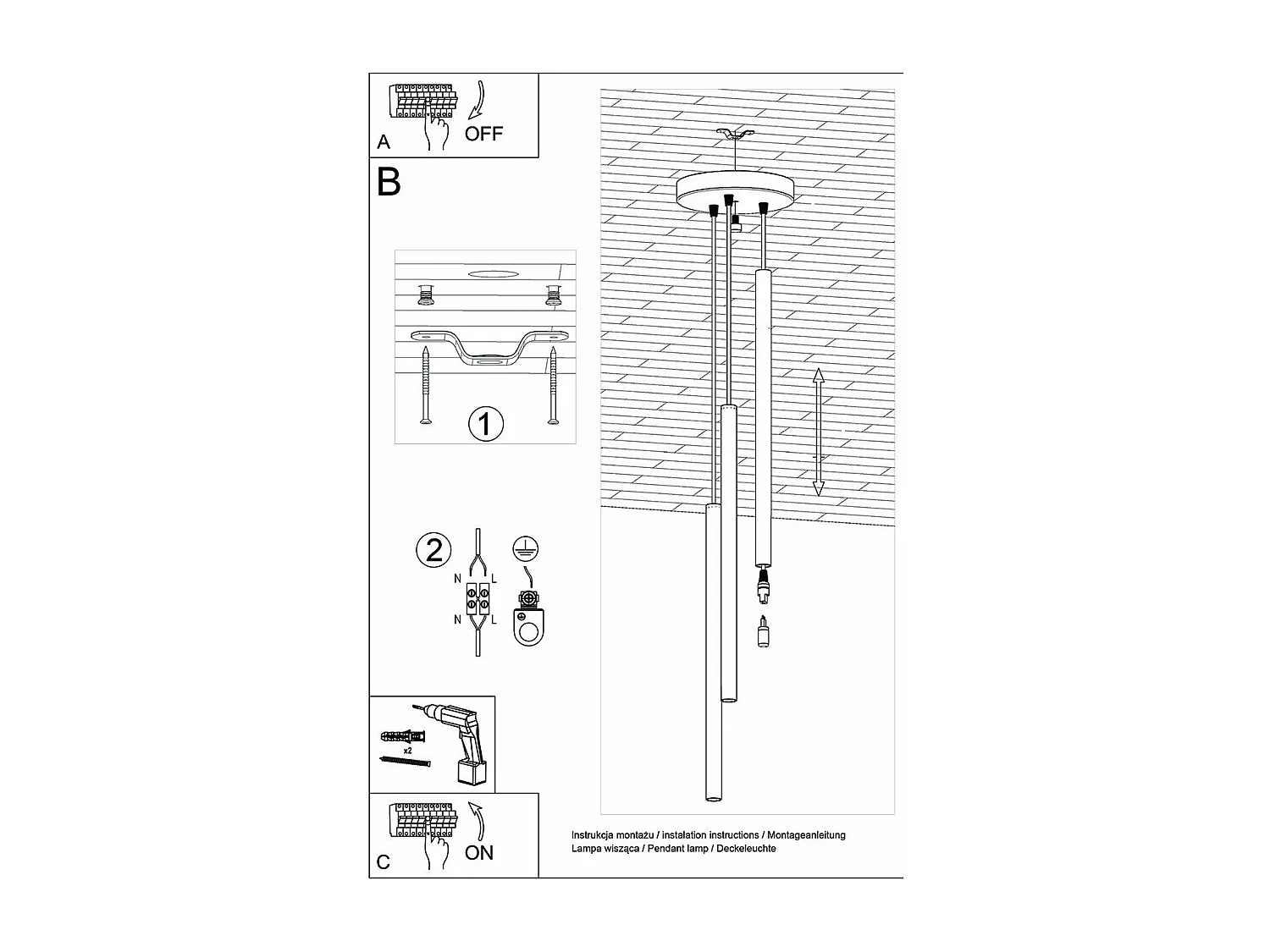Lampe pendante Novastel 3P bois