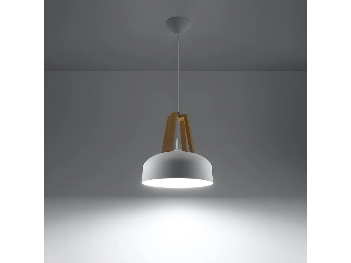 Lampe pendante Cassiopeia blanc-bois naturel