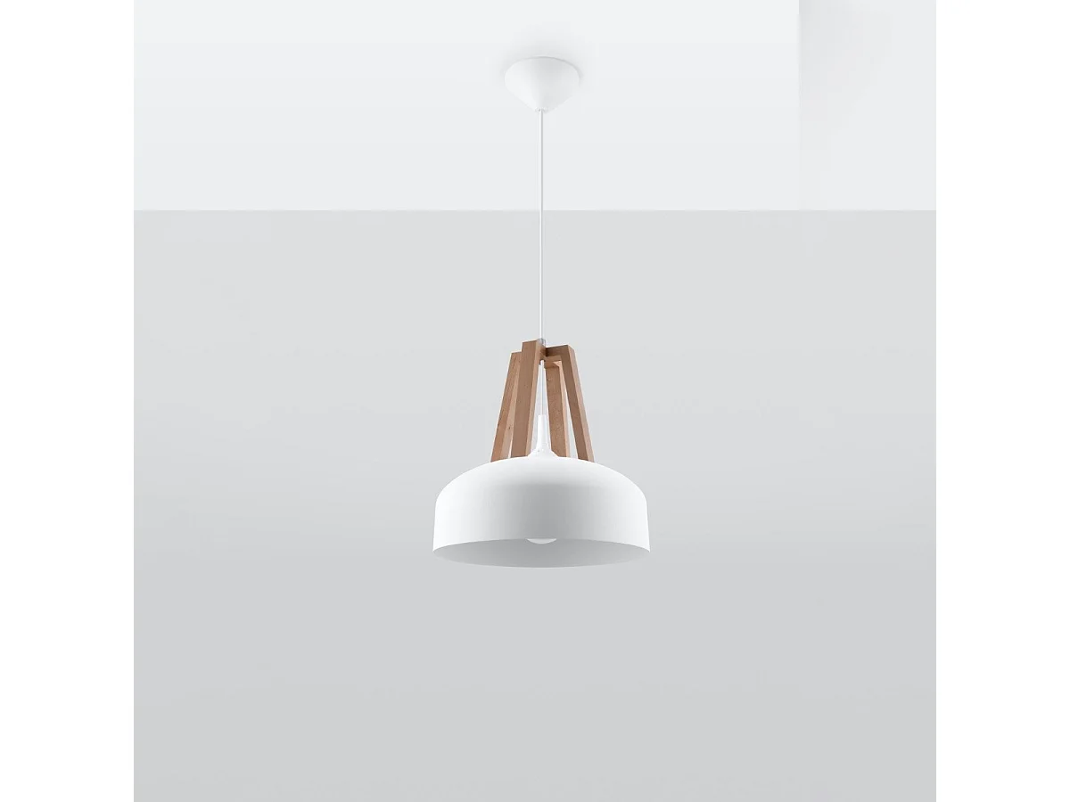 Lampe pendante Cassiopeia blanc-bois naturel