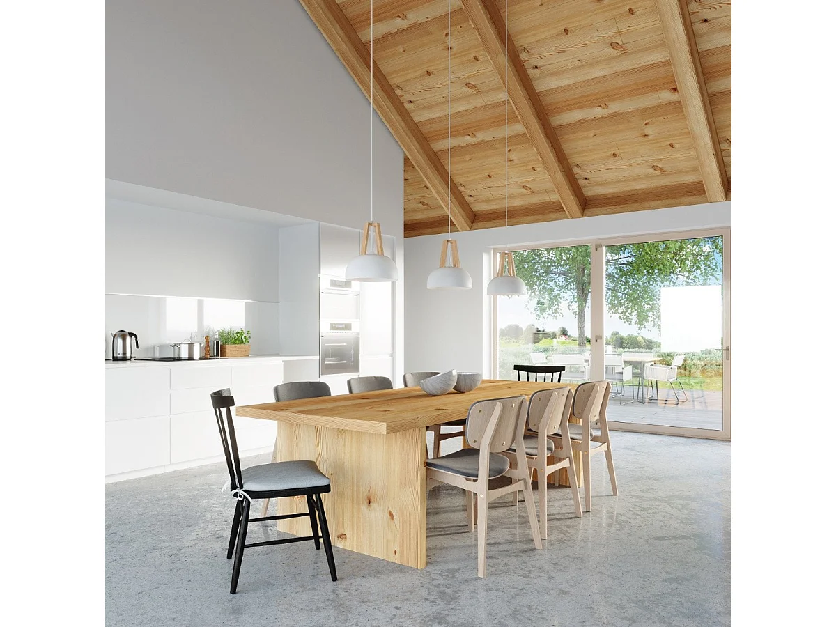 Lampe pendante Cassiopeia blanc-bois naturel