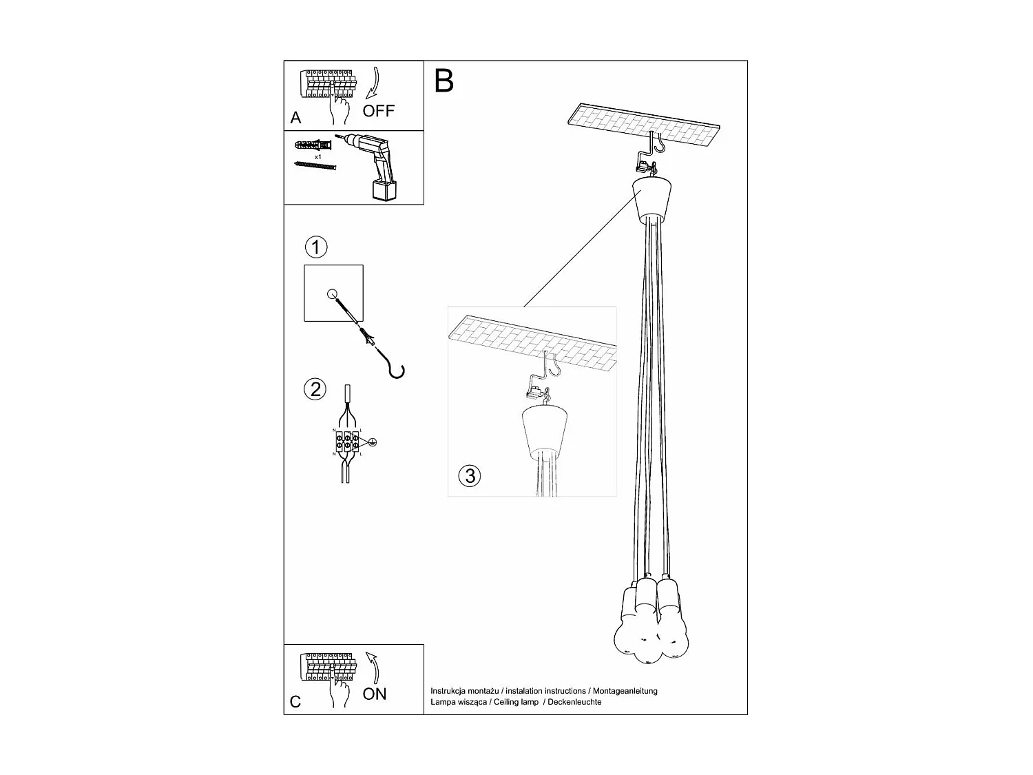 Lampe suspendue Dione 5 gris