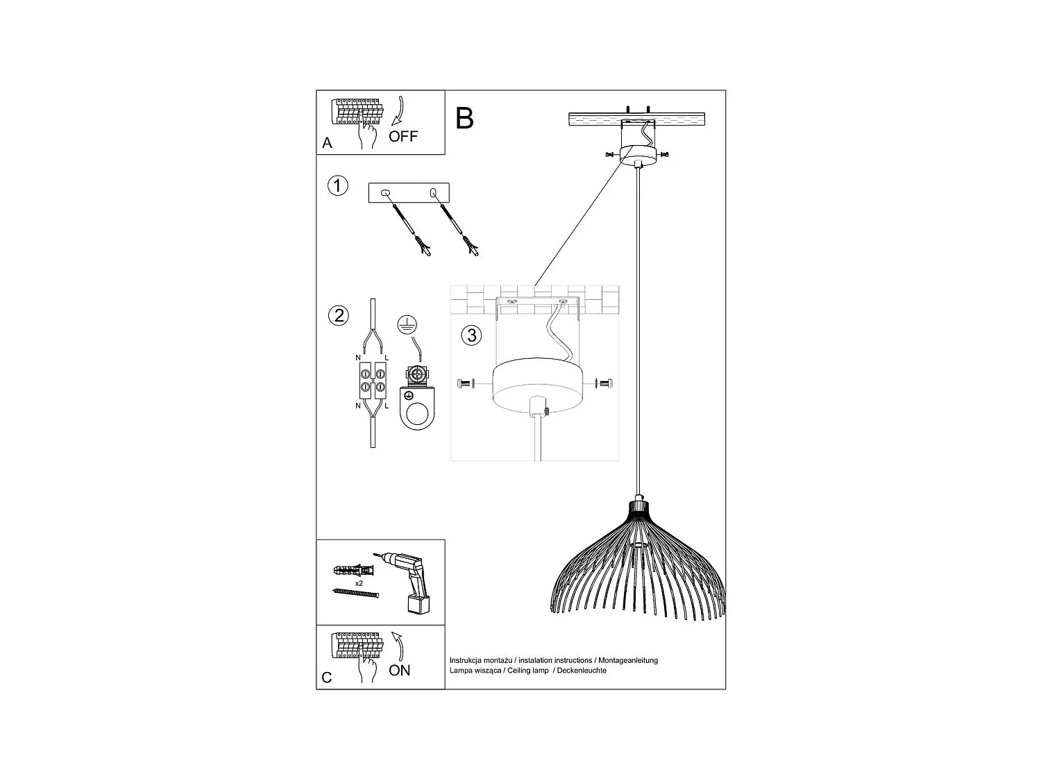 Lampe pendante Nashit noir