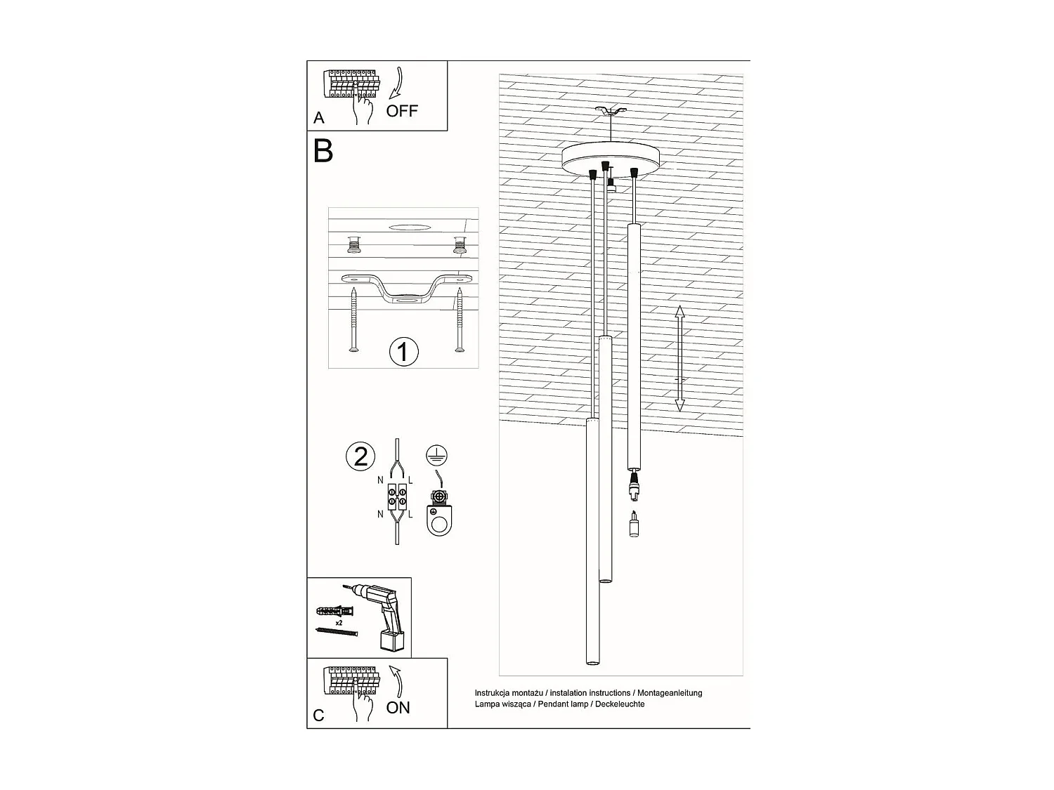 Lampe pendante Novastel 3P noir