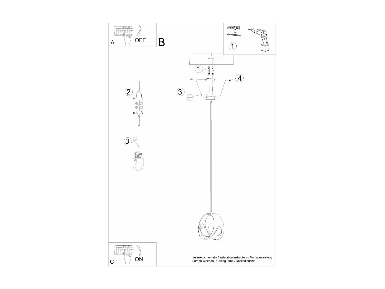 Lampe pendante Alden 1 noir