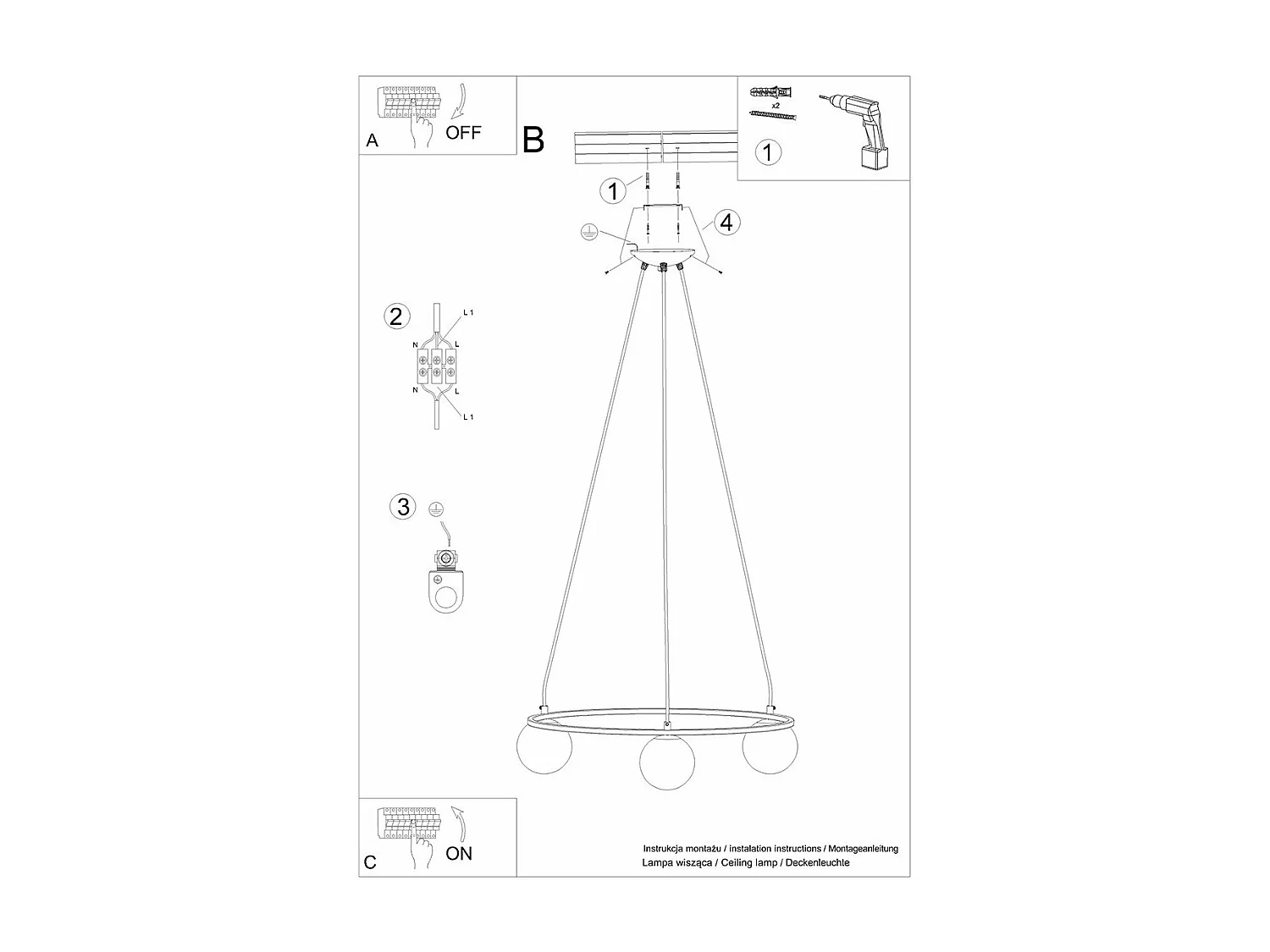 Lustre Seraphine 3 Noir