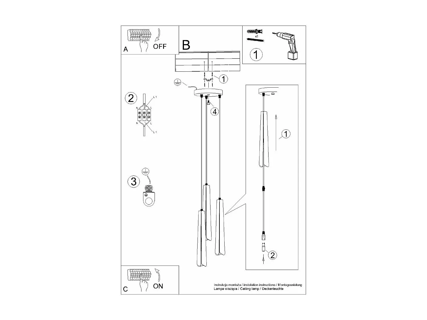 Lampe suspendue Prismatica 3P blanc