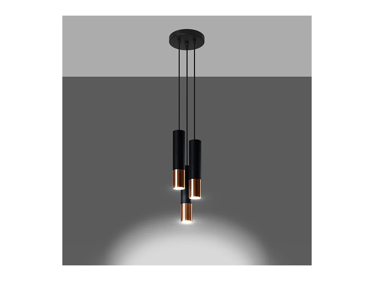 Lampe suspendue Luminous 3P noir-cuivre
