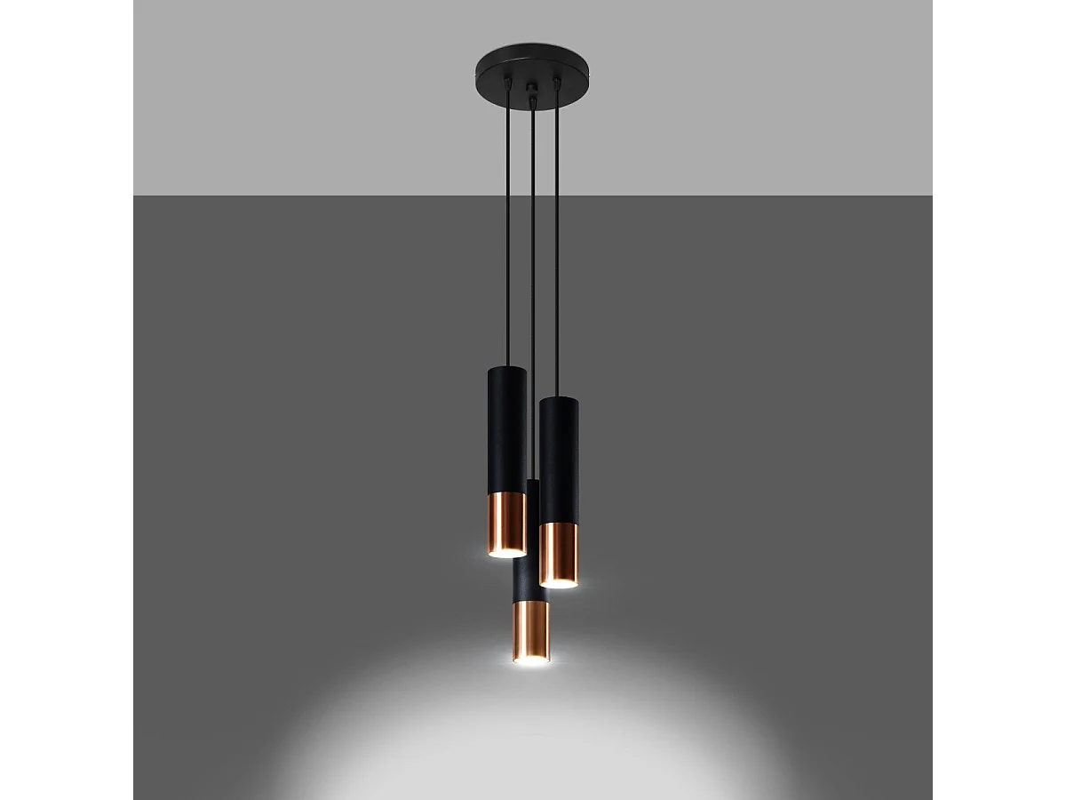 Lampe suspendue Luminous 3P noir-cuivre