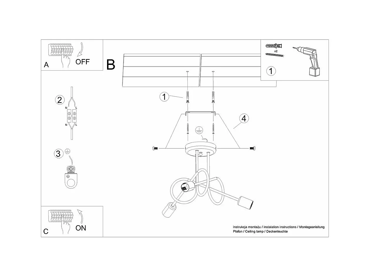 Lustre Oktobot 3 noir