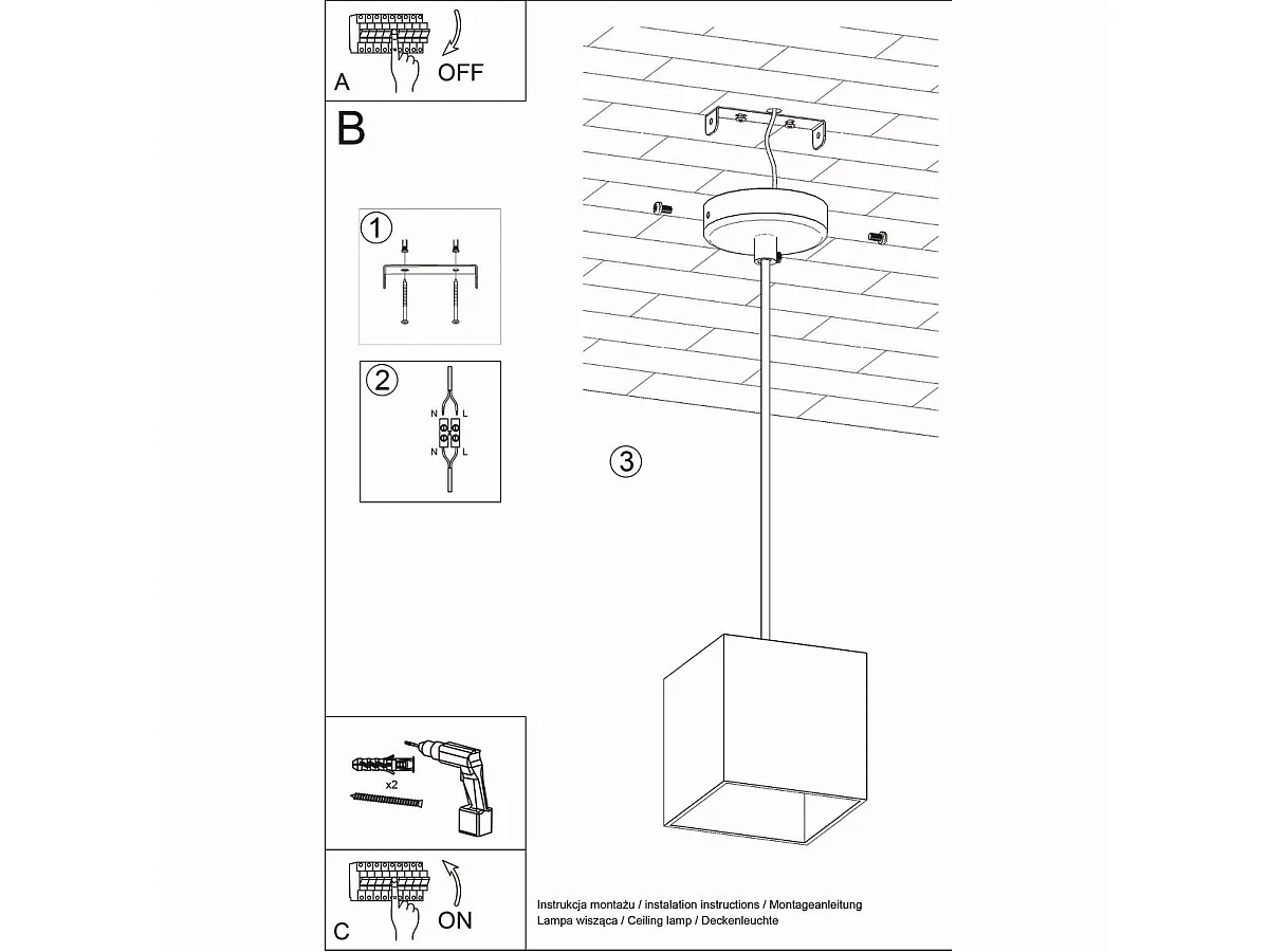 Lampe suspendue Quasar 1 noir