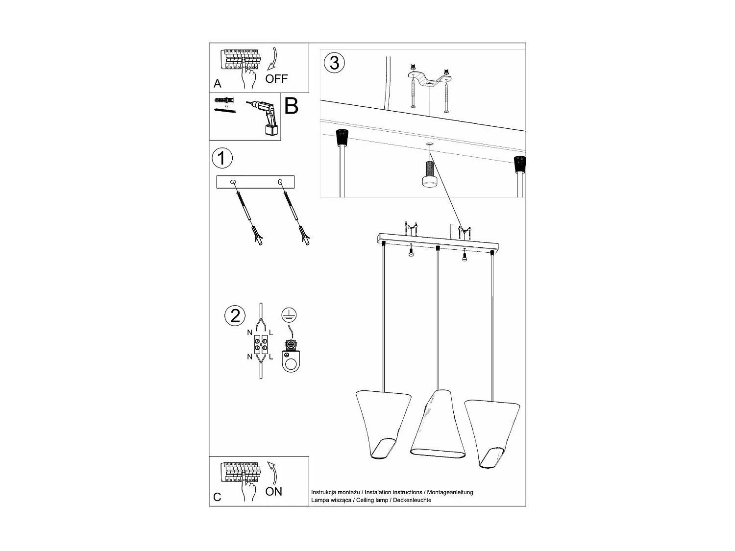 Lustre BlueMoon 3 noir