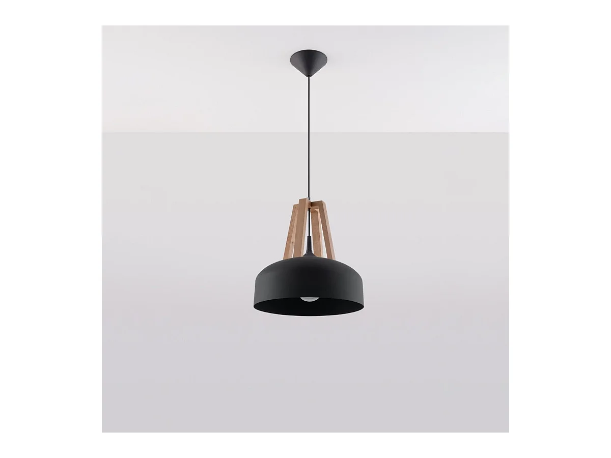 Lampe pendante Cassiopeia noir-bois naturel